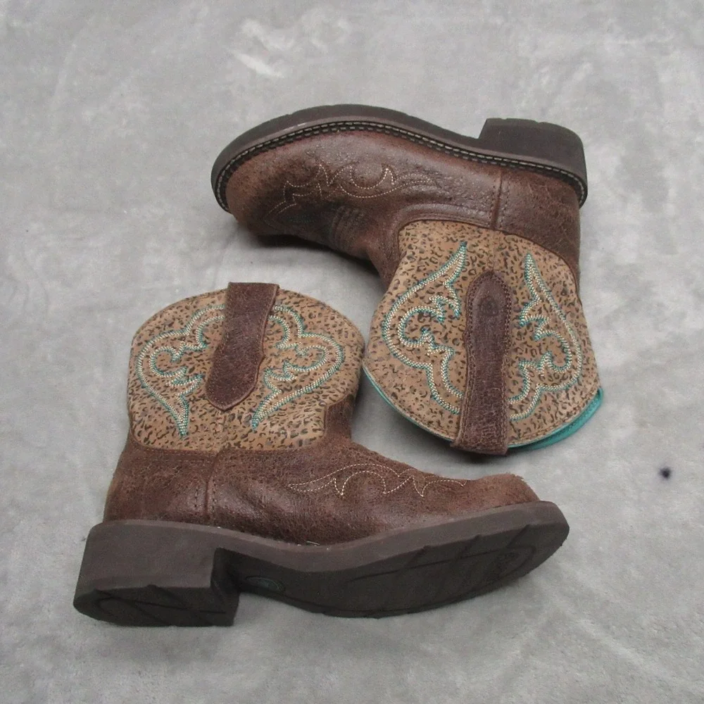 Ariat Womens 7B Boots Brown Leopard Fatbaby‎ Heritage Harmony Western Cowboy